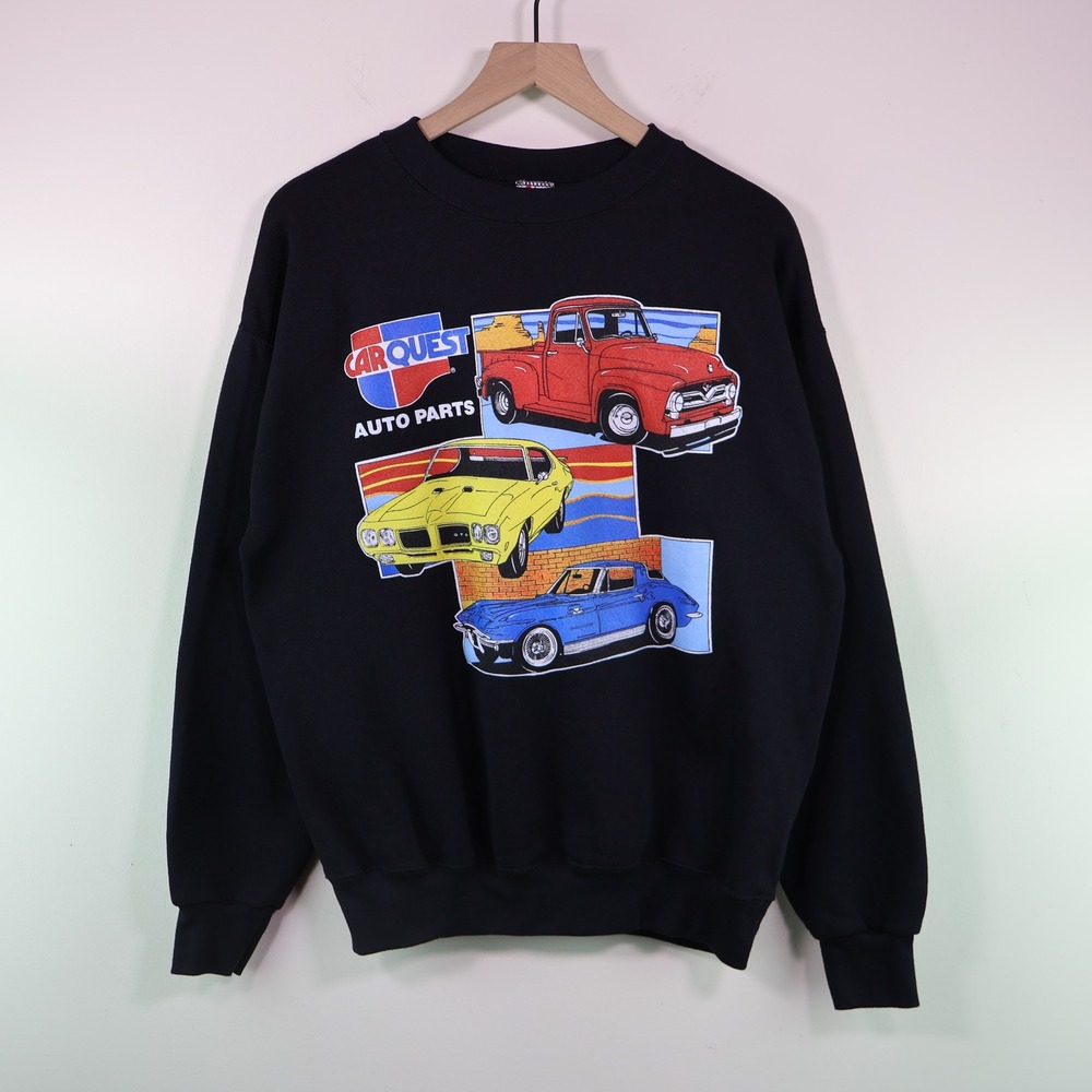 Vintage 90s Carquest Auto Parts Sweatshirt XL Racing Graphic Black